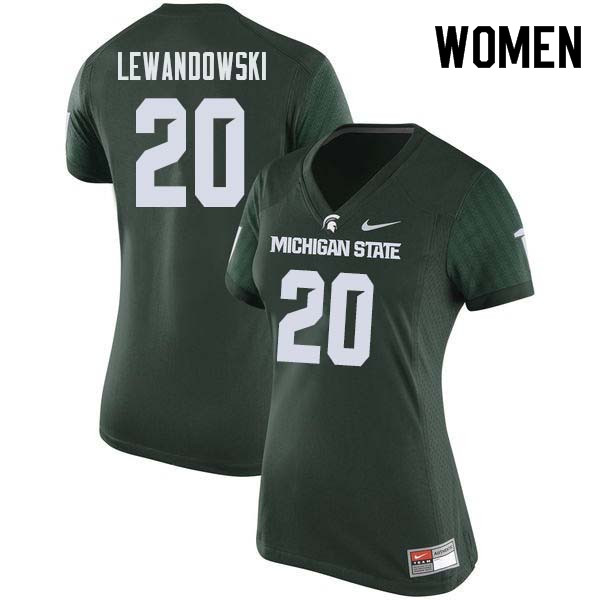 Women #20 Davis Lewandowski Michigan State College Football Jerseys Sale-Green